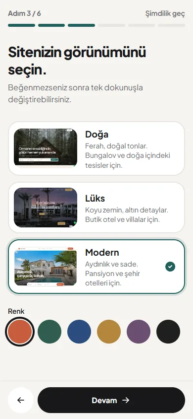 Panelde tema seçimi